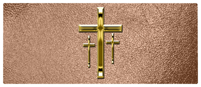 DNSEMP-L-517-GD-SH-BZ Gold 3 Crosses Shimmer Bronze